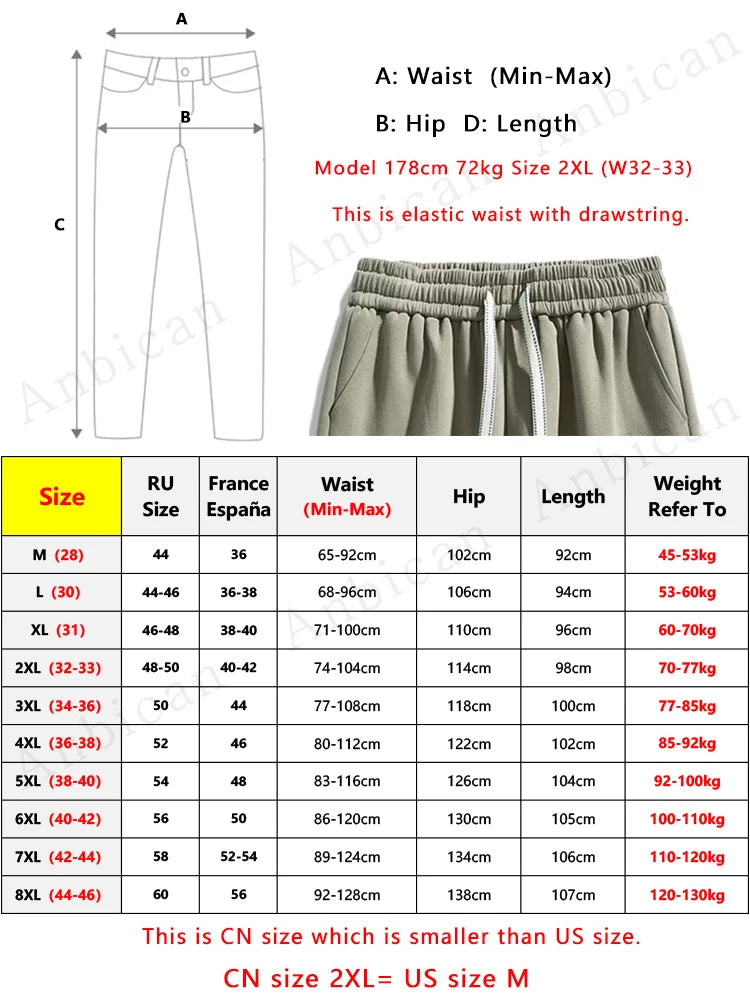 Men's Jogger Cotton/Polyester Sweatpants Big Size 8XL 7XL 6XL Sports Baggy Pants Sting Banding Hip Hop Loose Harem Trousers