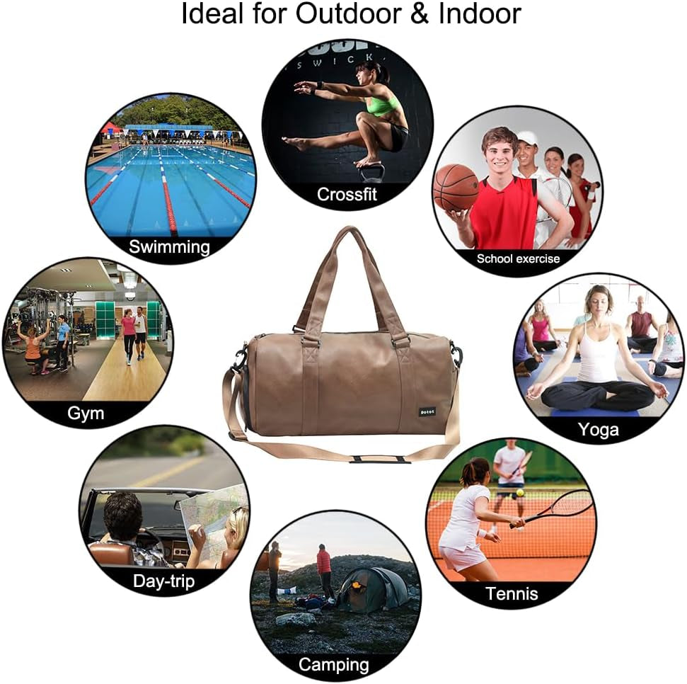 Gym Duffel Bag, Gym Bag with Waterproof Shoe Pouch, Weekend Travel Bag with a Water-Resistant Insulated Pocket