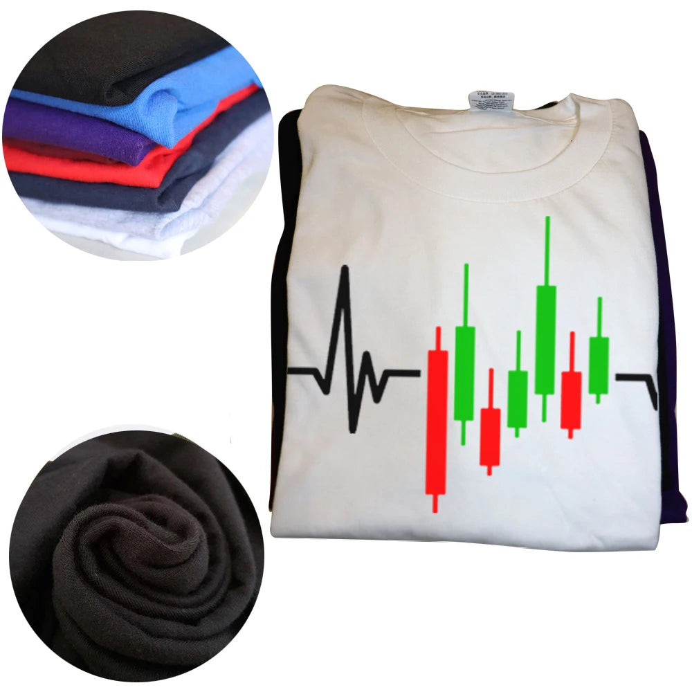 Funny Trader Heartbeat Pulse Stock Market Trading T Shirts Graphic Cotton Streetwear Short Sleeve Birthday Gifts Summer T-shirt