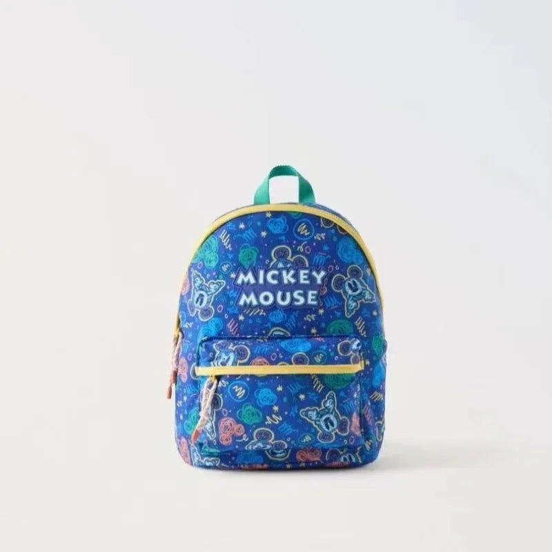 Disney New Mickey Cartoon Fashion Backpack Women's Minnie Canvas School Bag Boys and Girls Fashion Large Capacity Backpack