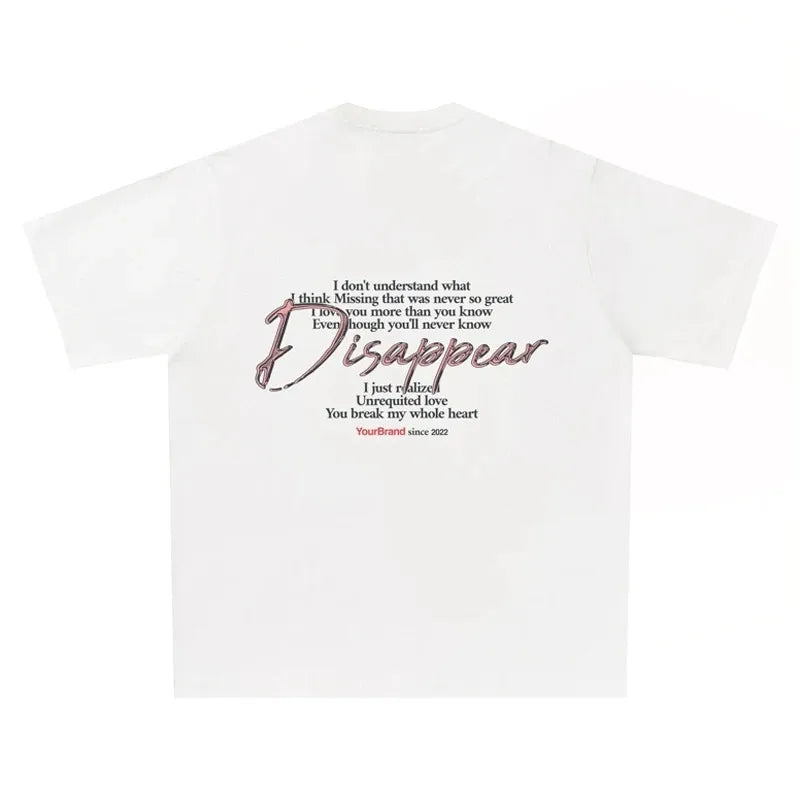2024 New Cotton T-shirt new plus size summer short-sleeved white unisex street wear personalized T-shirt casual back eye print