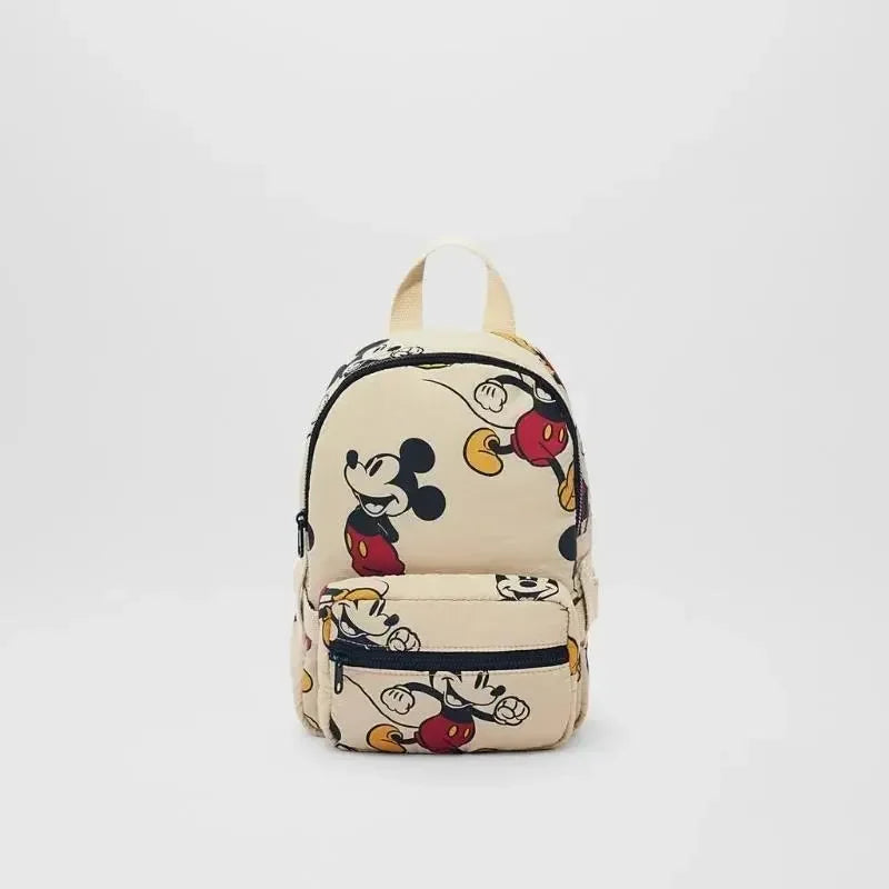 Disney New Mickey Cartoon Fashion Backpack Women's Minnie Canvas School Bag Boys and Girls Fashion Large Capacity Backpack