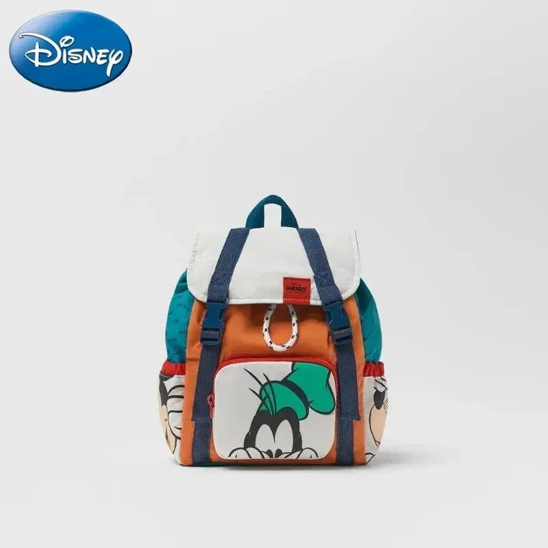 Disney New Mickey Cartoon Fashion Backpack Women's Minnie Canvas School Bag Boys and Girls Fashion Large Capacity Backpack