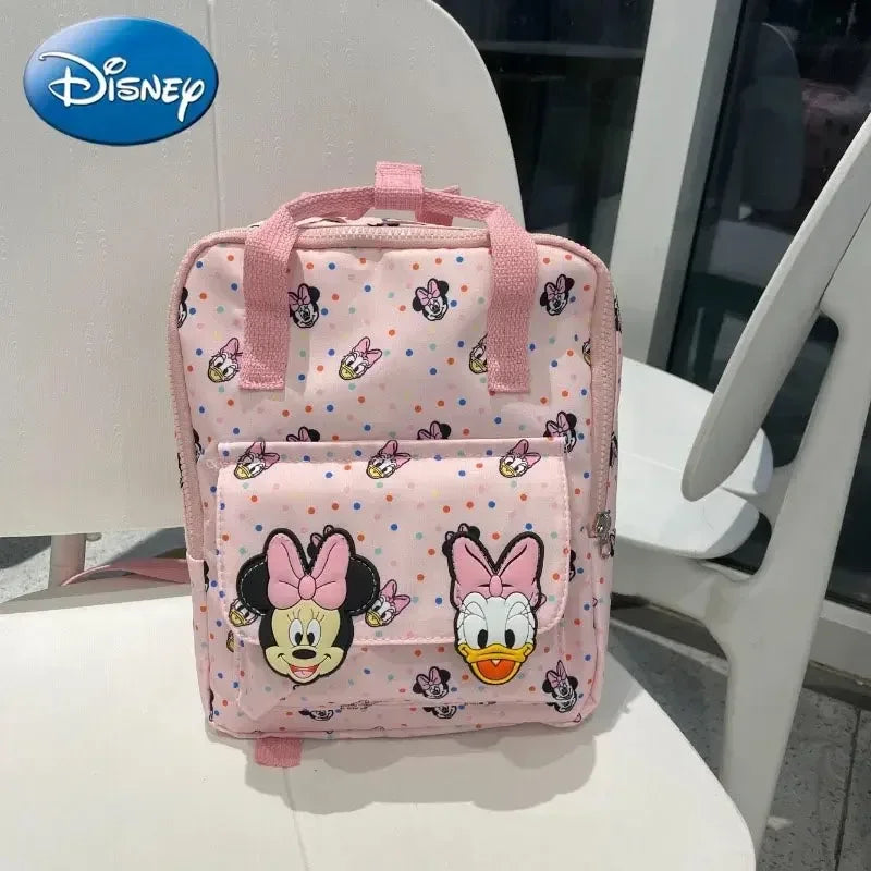 Disney New Mickey Cartoon Fashion Backpack Women's Minnie Canvas School Bag Boys and Girls Fashion Large Capacity Backpack