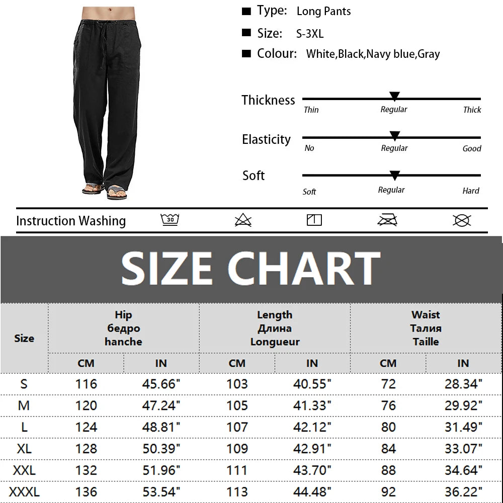 Men's Pants Loose Cool Casual Long Pants Elastic Waist Long Pant Casual Large Size Streetwear Lightweight Trousers