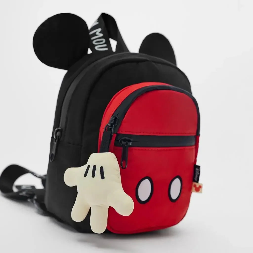 Disney New Mickey Cartoon Fashion Backpack Women's Minnie Canvas School Bag Boys and Girls Fashion Large Capacity Backpack