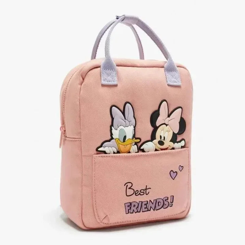 Disney New Mickey Cartoon Fashion Backpack Women's Minnie Canvas School Bag Boys and Girls Fashion Large Capacity Backpack