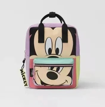Disney New Mickey Cartoon Fashion Backpack Women's Minnie Canvas School Bag Boys and Girls Fashion Large Capacity Backpack