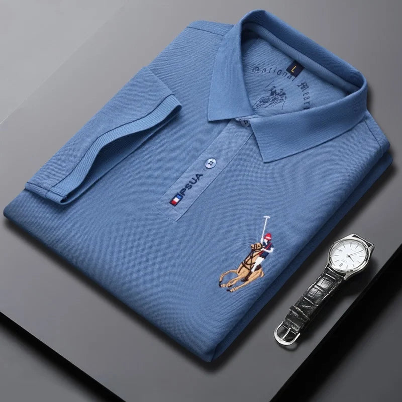 Light luxury brand summer new men's short sleeve fashionable casual polo shirt high-end designer customized embroidered T-shirt