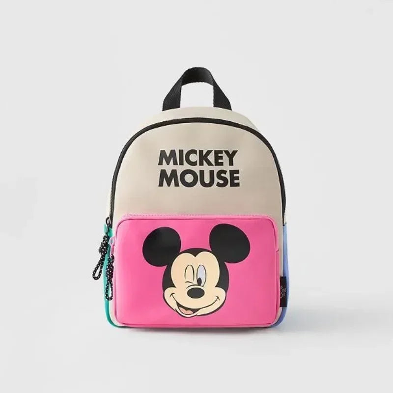 Disney New Mickey Cartoon Fashion Backpack Women's Minnie Canvas School Bag Boys and Girls Fashion Large Capacity Backpack