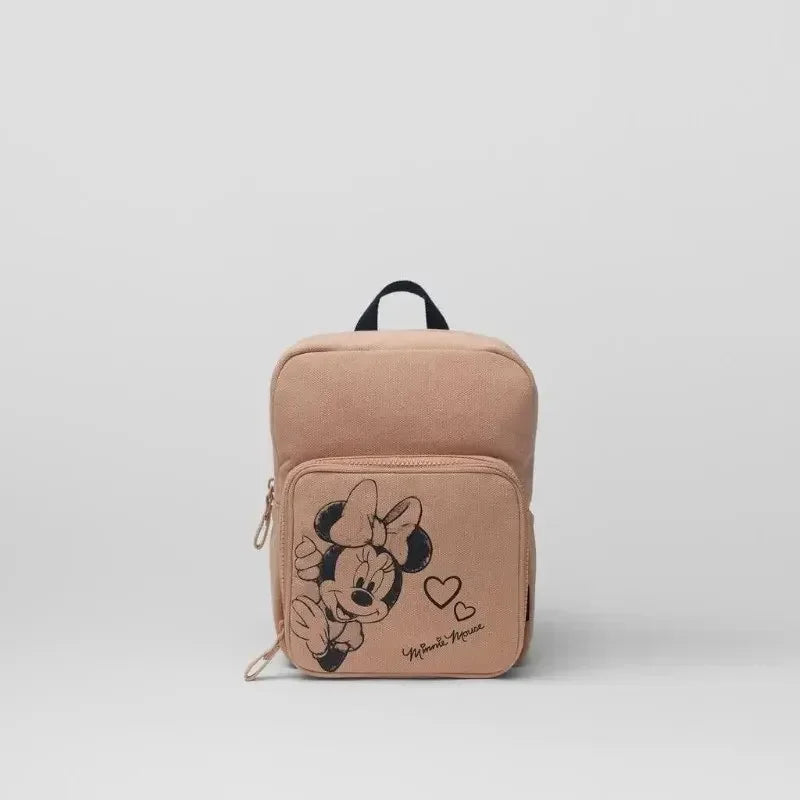 Disney New Mickey Cartoon Fashion Backpack Women's Minnie Canvas School Bag Boys and Girls Fashion Large Capacity Backpack
