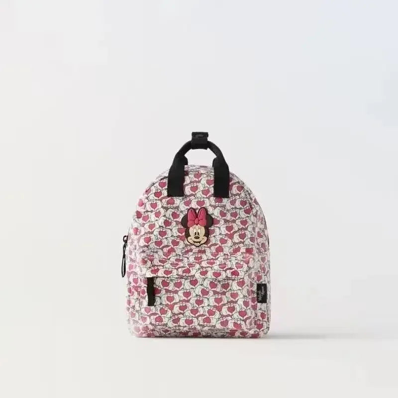 Disney New Mickey Cartoon Fashion Backpack Women's Minnie Canvas School Bag Boys and Girls Fashion Large Capacity Backpack