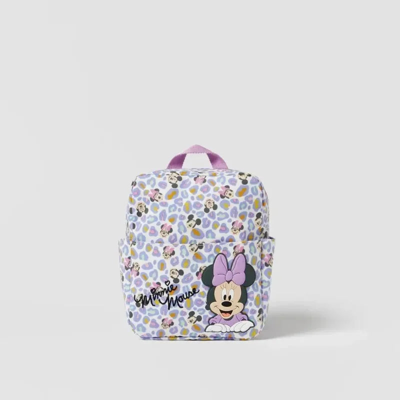 Disney New Mickey Cartoon Fashion Backpack Women's Minnie Canvas School Bag Boys and Girls Fashion Large Capacity Backpack