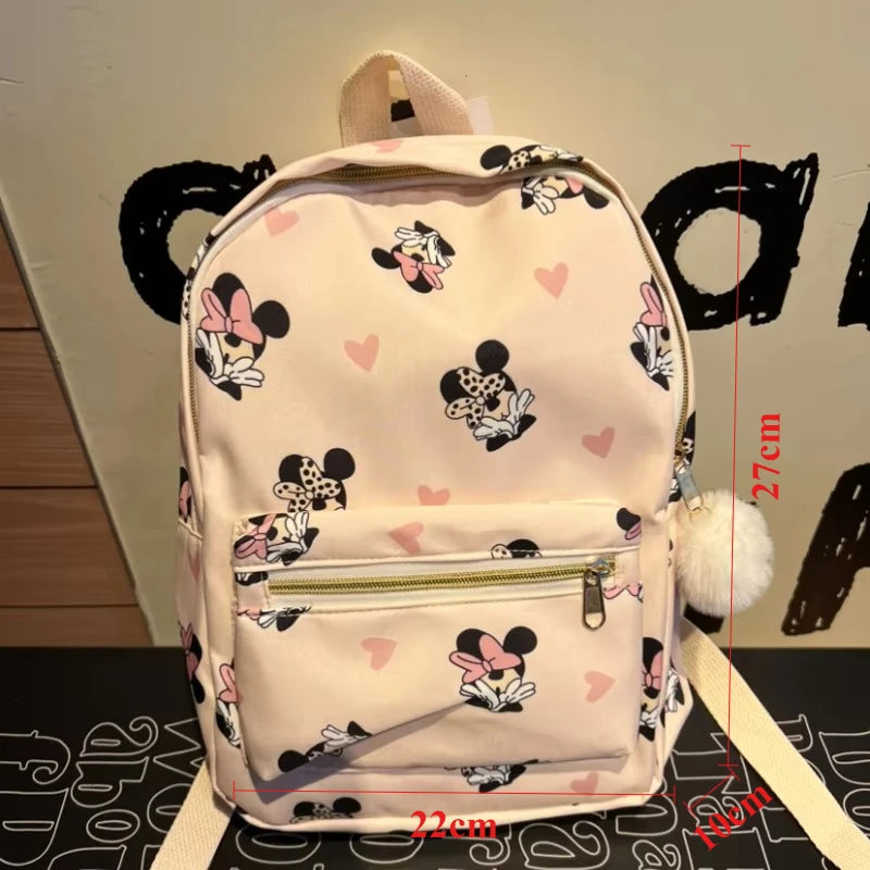 Disney New Mickey Cartoon Fashion Backpack Women's Minnie Canvas School Bag Boys and Girls Fashion Large Capacity Backpack
