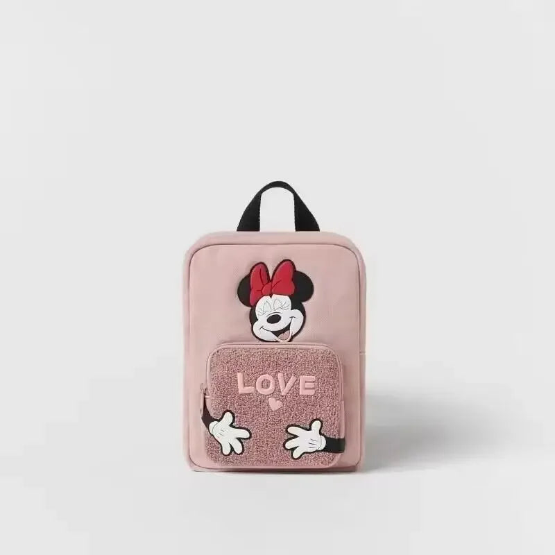 Disney New Mickey Cartoon Fashion Backpack Women's Minnie Canvas School Bag Boys and Girls Fashion Large Capacity Backpack