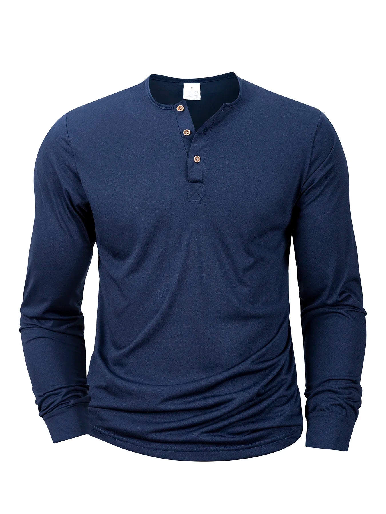 Men's Long Sleeved Henley Neck T-shirt Slim Fit Bottoming Shirt Fitness Tops Tees Button Neck Casual Cozy Tshirt