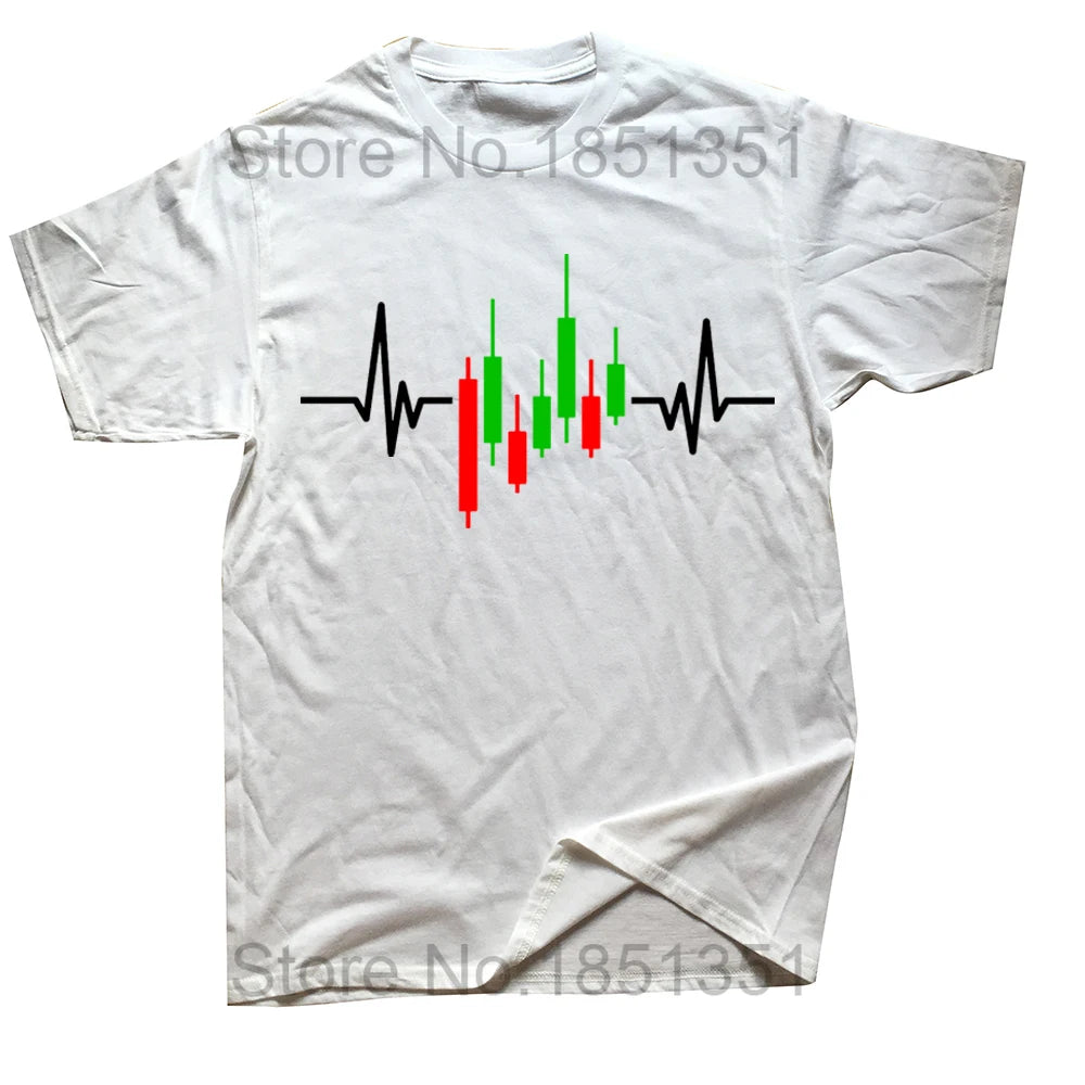 Funny Trader Heartbeat Pulse Stock Market Trading T Shirts Graphic Cotton Streetwear Short Sleeve Birthday Gifts Summer T-shirt