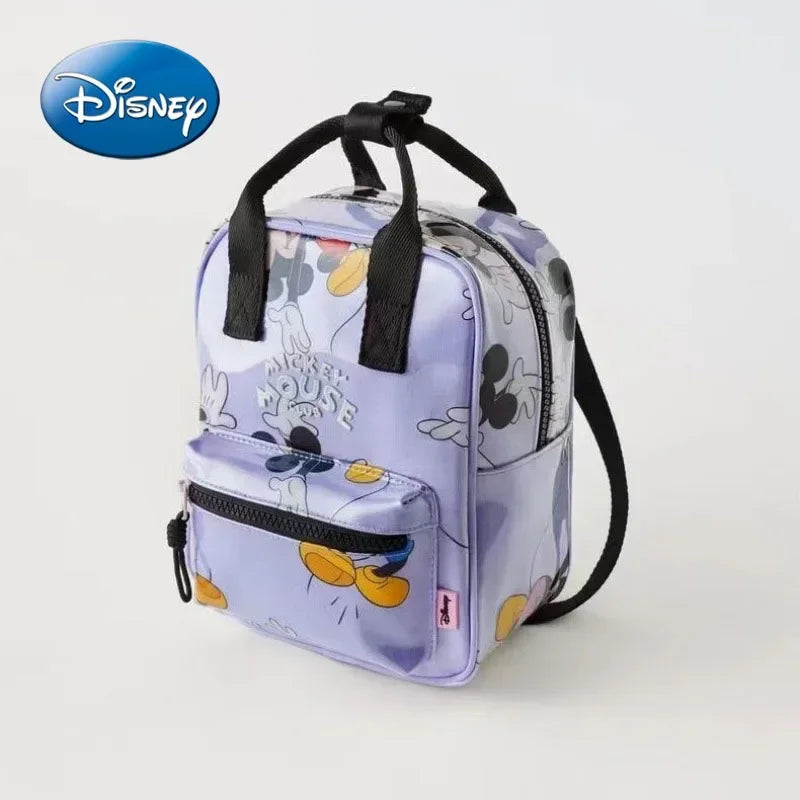 Disney New Mickey Cartoon Fashion Backpack Women's Minnie Canvas School Bag Boys and Girls Fashion Large Capacity Backpack