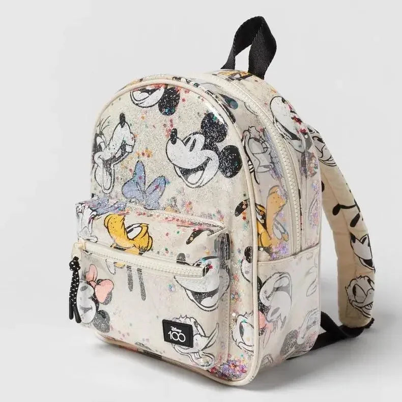 Disney New Mickey Cartoon Fashion Backpack Women's Minnie Canvas School Bag Boys and Girls Fashion Large Capacity Backpack