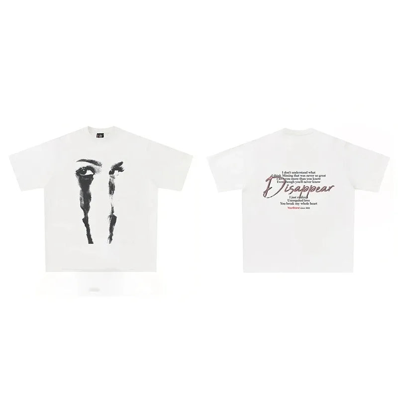 2024 New Cotton T-shirt new plus size summer short-sleeved white unisex street wear personalized T-shirt casual back eye print