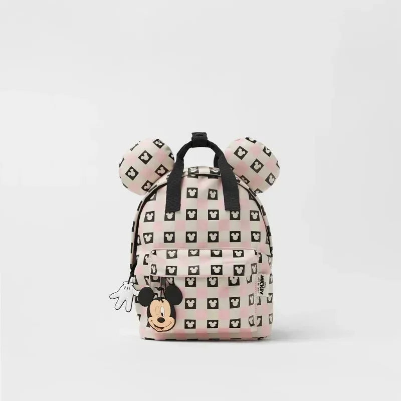 Disney New Mickey Cartoon Fashion Backpack Women's Minnie Canvas School Bag Boys and Girls Fashion Large Capacity Backpack