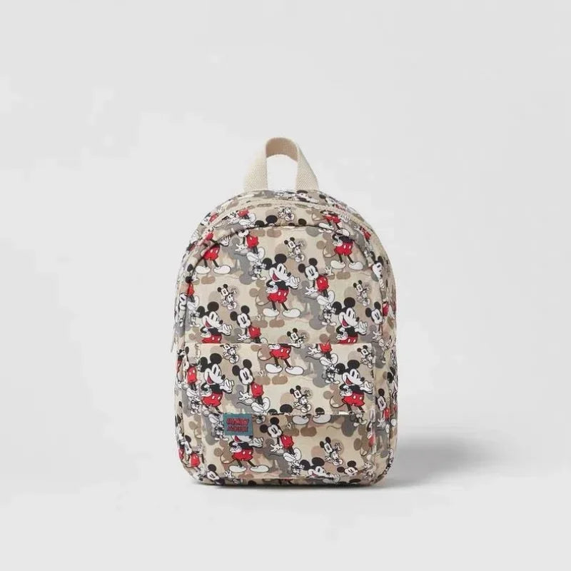 Disney New Mickey Cartoon Fashion Backpack Women's Minnie Canvas School Bag Boys and Girls Fashion Large Capacity Backpack