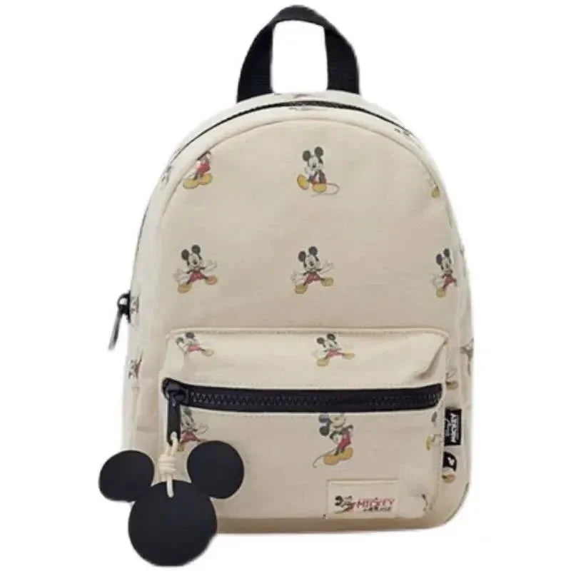 Disney New Mickey Cartoon Fashion Backpack Women's Minnie Canvas School Bag Boys and Girls Fashion Large Capacity Backpack